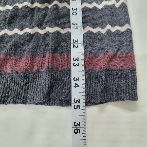 By Artisan Dress Women‎ L Zig-Zag Striped Drape Neck Sweater Viscose Grey - Picture 8 of 9